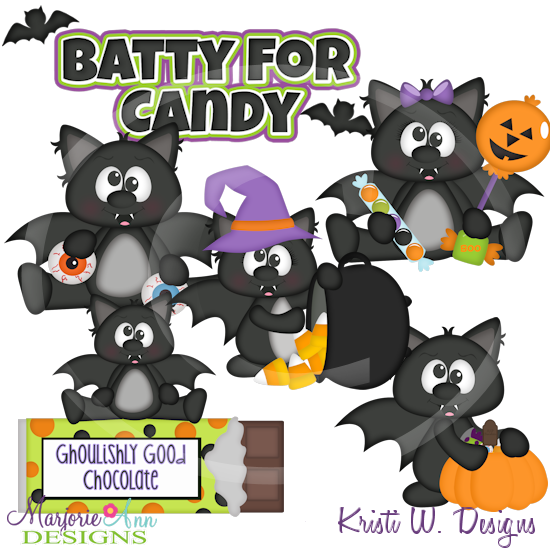 Batty For Candy SVG Cutting Files Includes Clipart - Click Image to Close